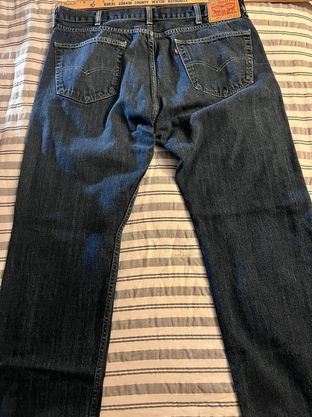 Levis 505 Jeans Mens 40x30 Dark Blue Casual Straight Leg Denim Pants